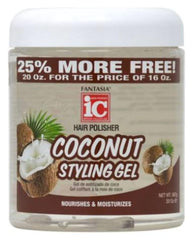 Fantasia Ic Gel Coiffant à la noix de coco, bouteille, offre volume et brillance naturelle.