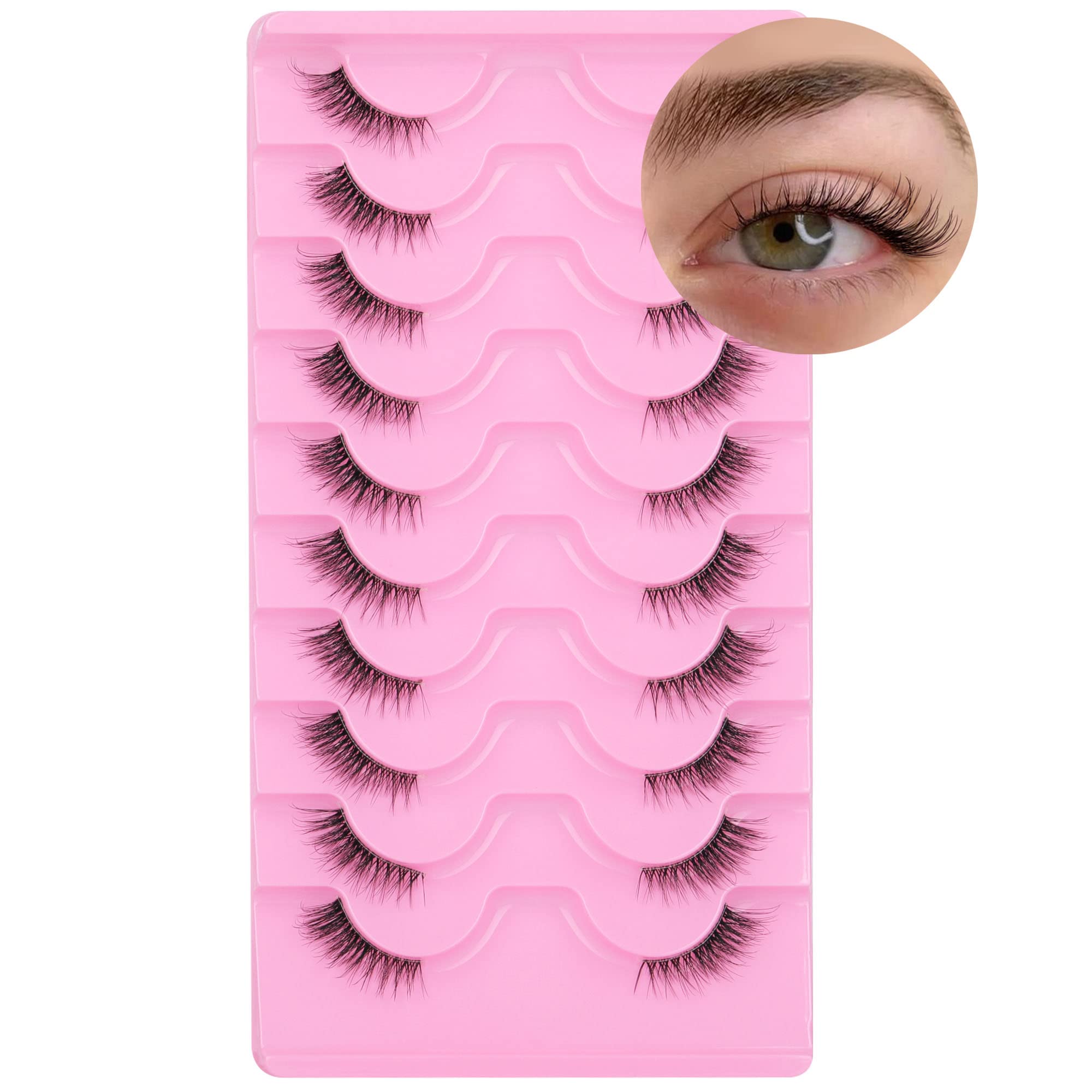 Cils demi-longueur FANXITON avec bande claire pour look discret et naturel