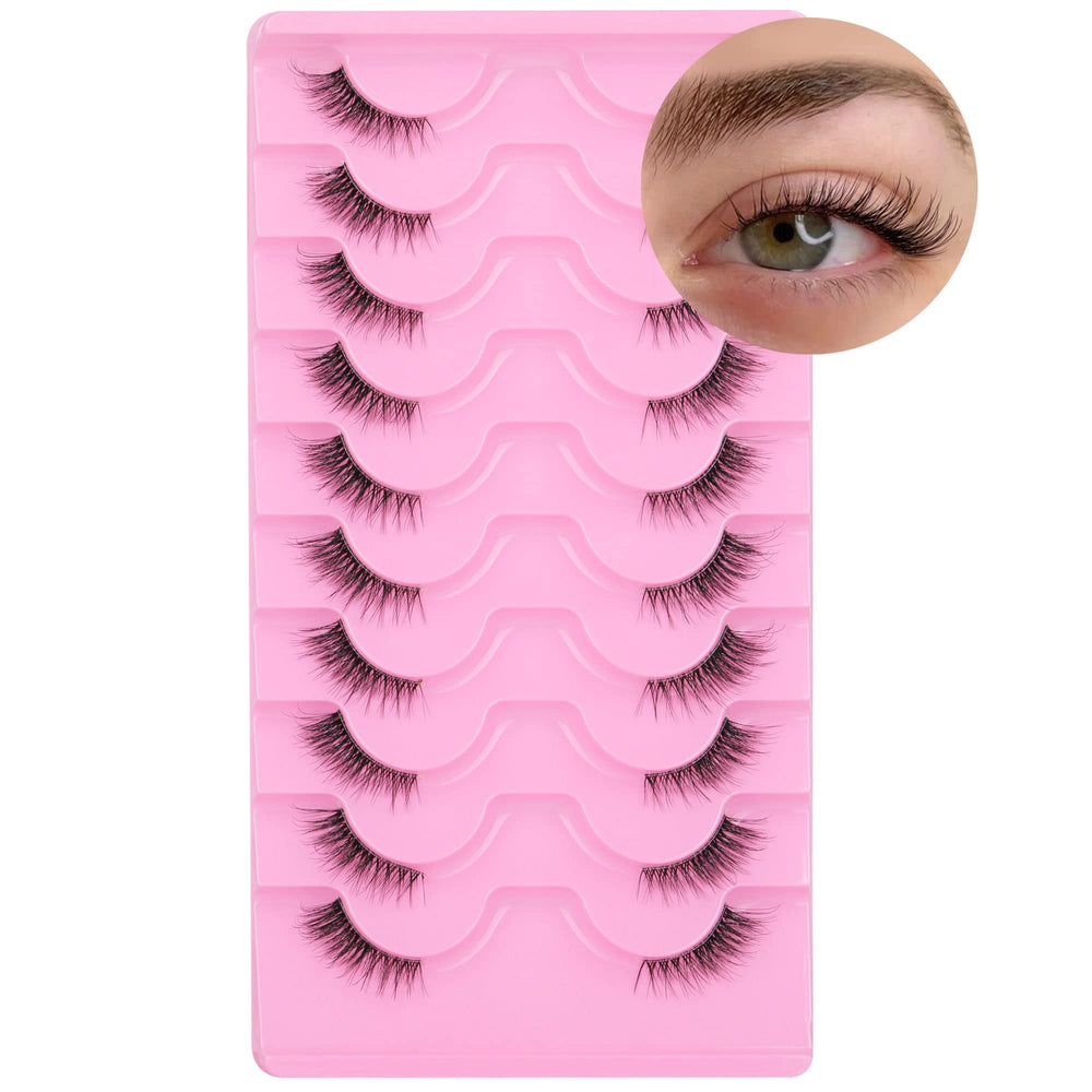 Cils demi-longueur FANXITON avec bande claire pour look discret et naturel