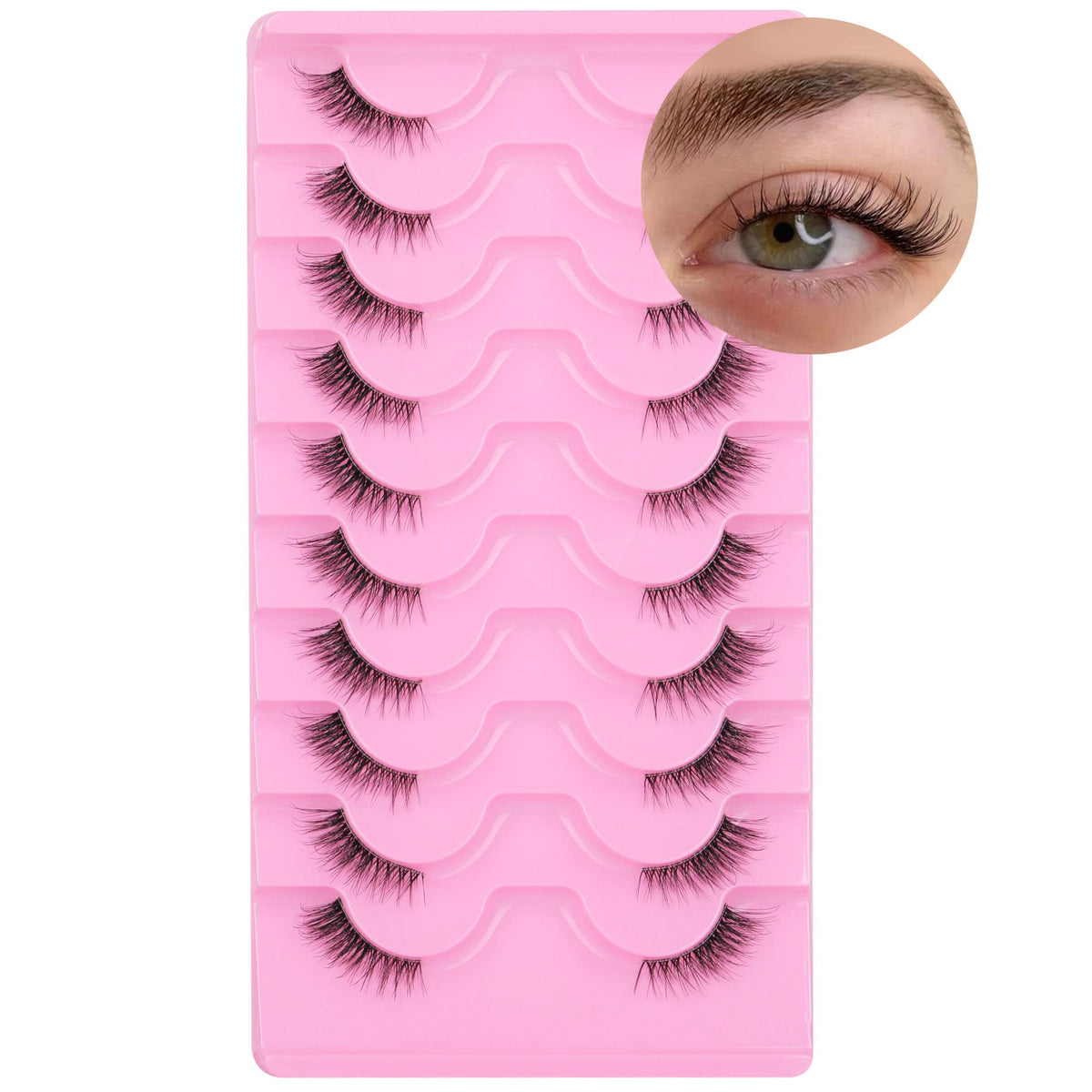 Cils demi-longueur FANXITON avec bande claire pour look discret et naturel