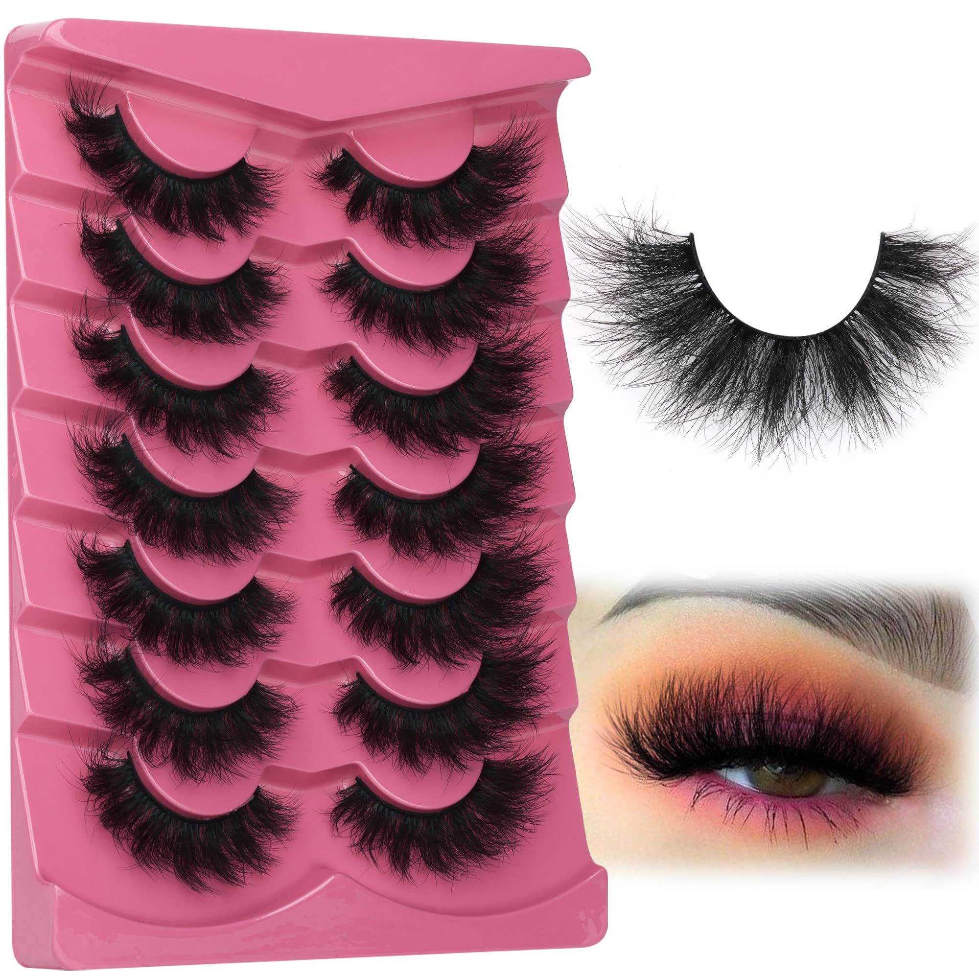 Fanxiton cils mink 8D, effiles oeil-de-chat, vol lumineux