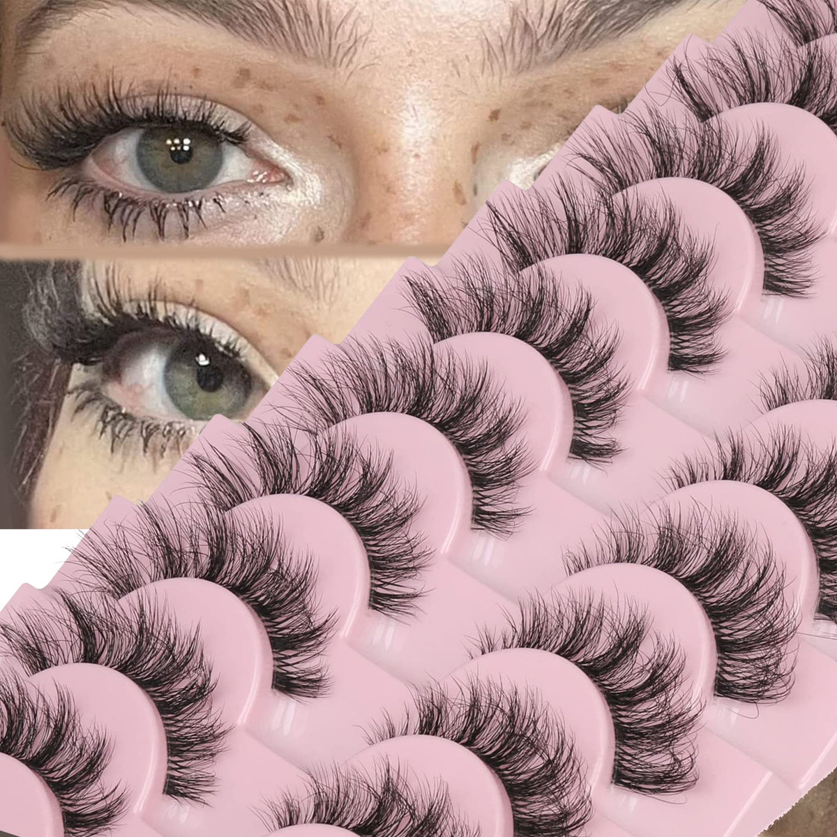 FANXITON Cils vison synthétique avec bande claire, 15 mm, regard agrandi et naturel.