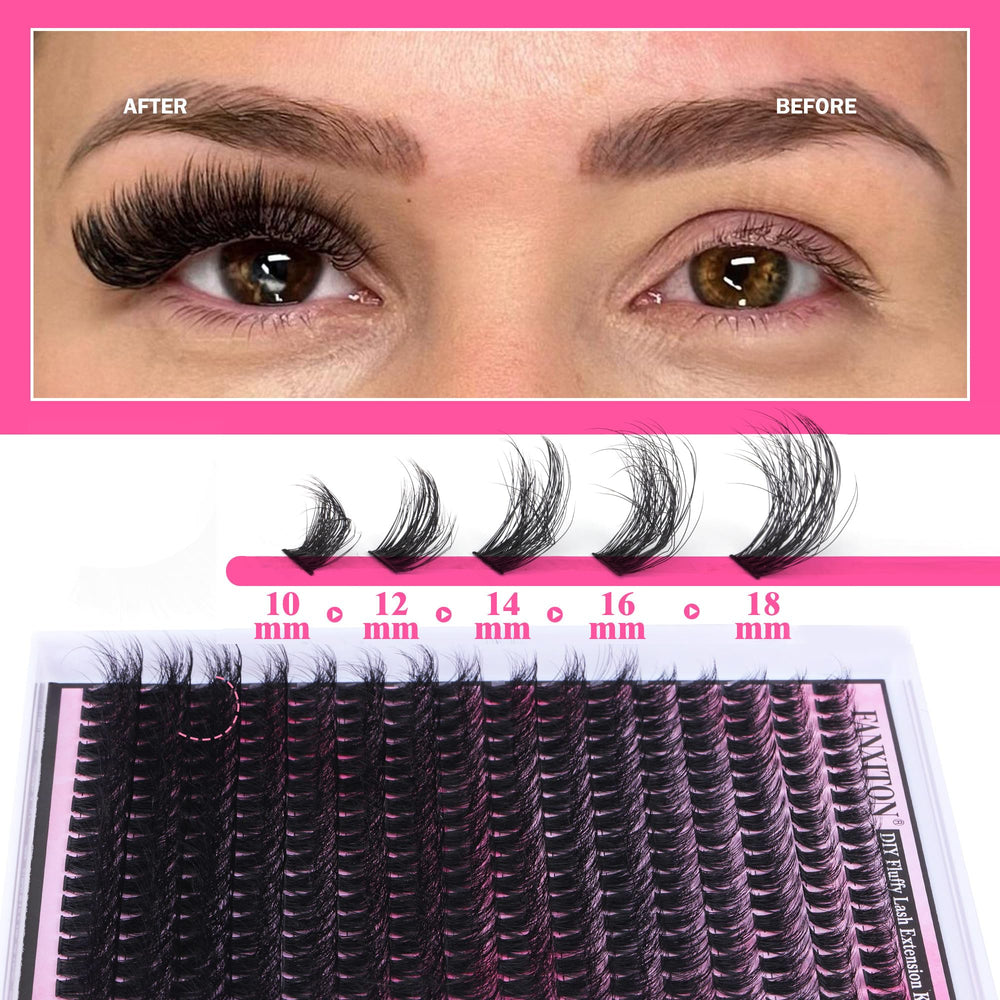 FANXITON clusters cils 10-18 mm, cinq longueurs pour création variée.