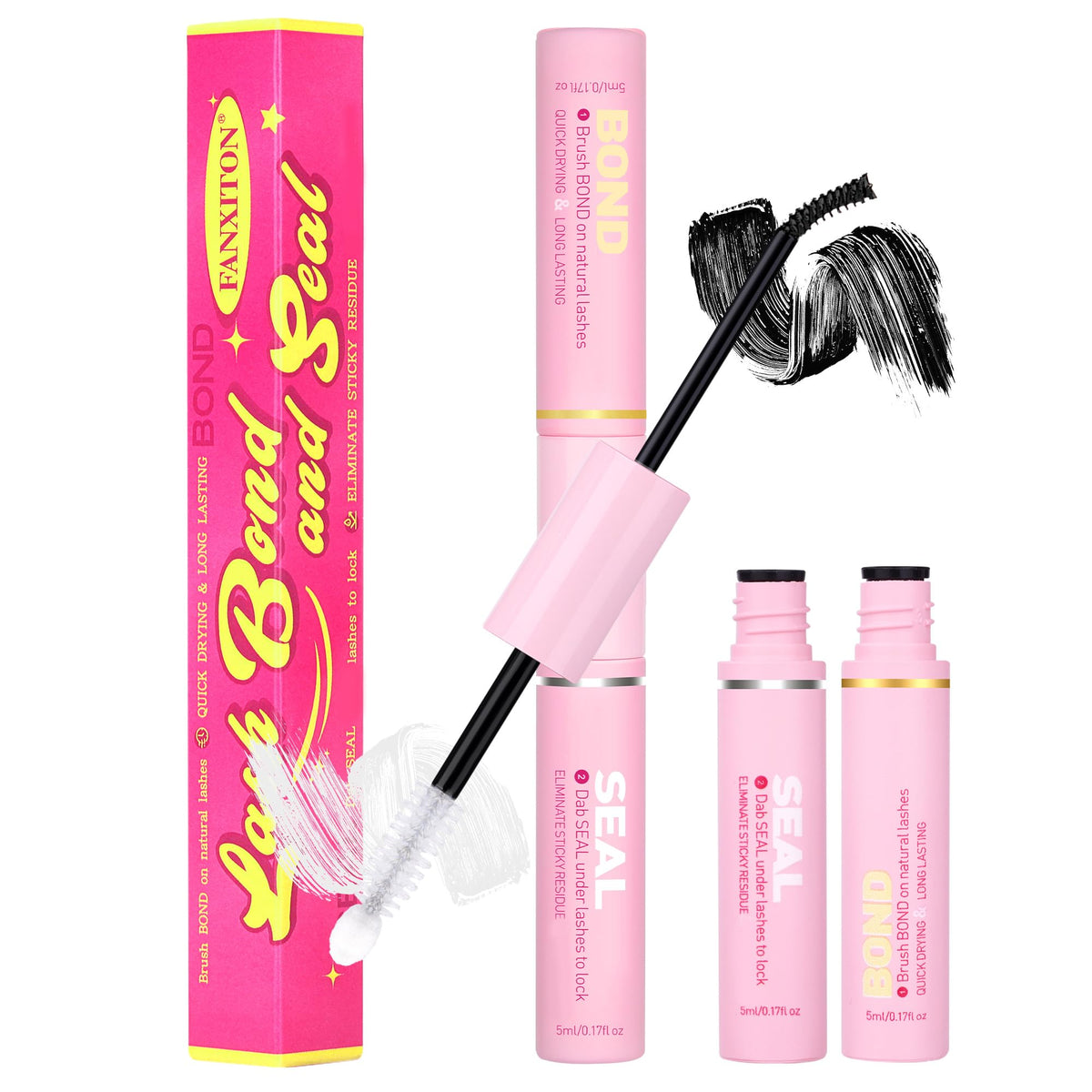 Colle-cils FANXITON 2-en-1 et scellage imperméable pour une tenue durable.