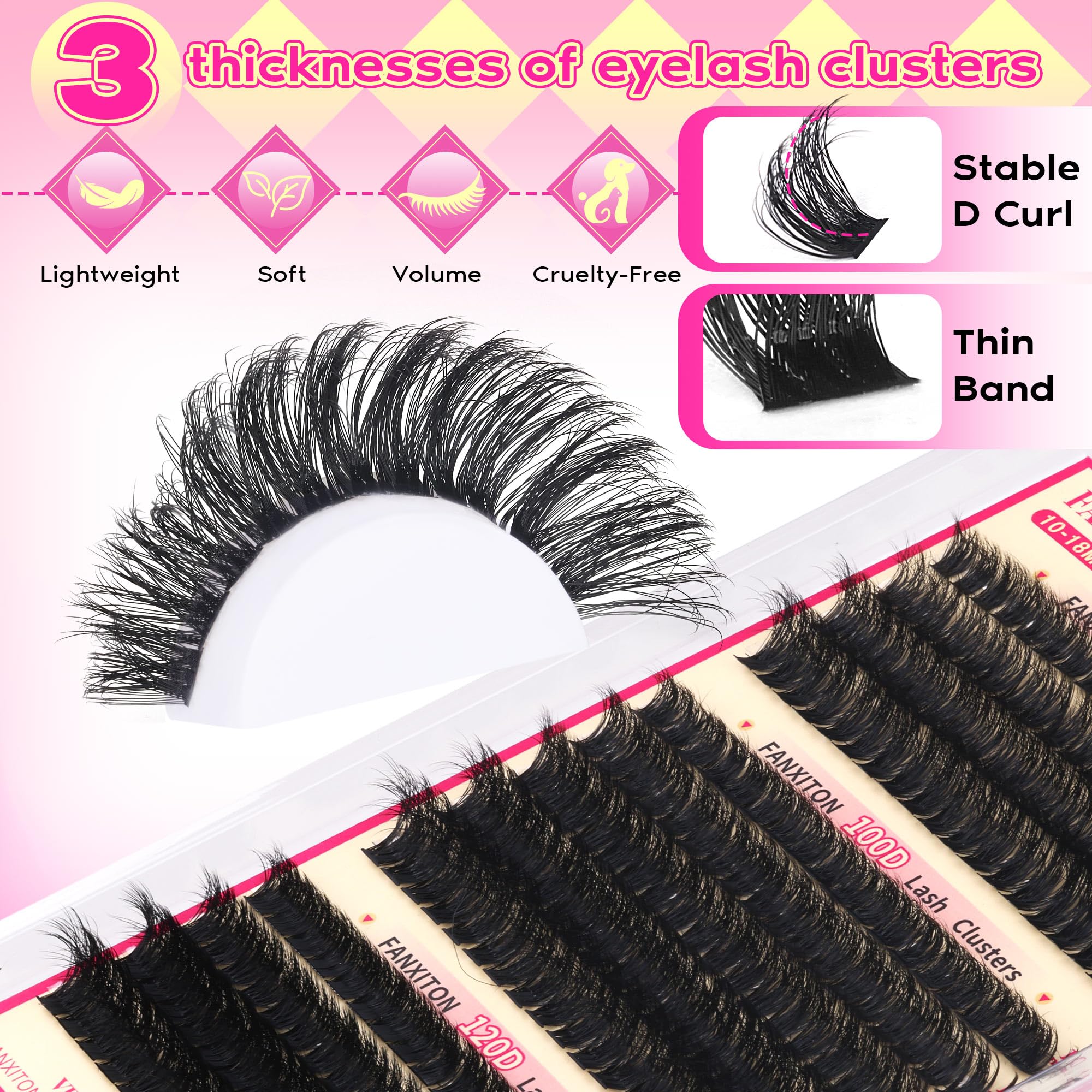 FANXITON extensions-clusters 100D-10mm pour un volume moyen et durable au quotidien.