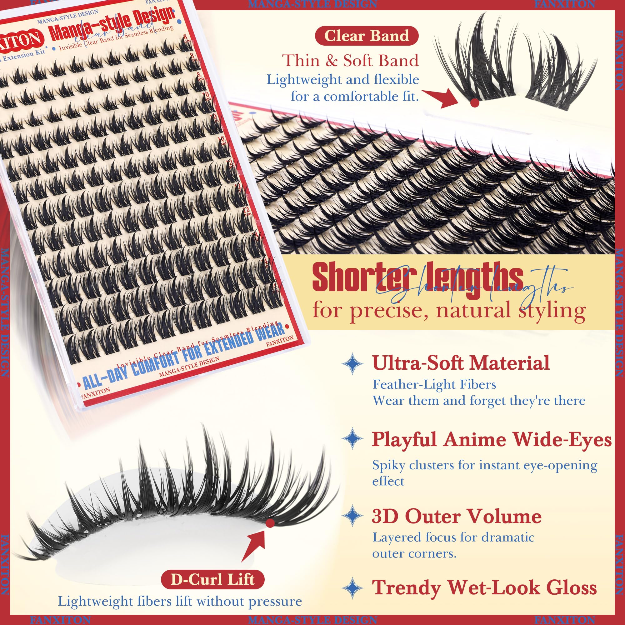 FANXITON Fairy Lash Clusters effet manga doux pour un style subtil.