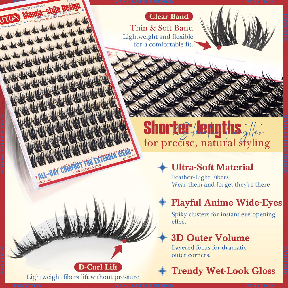 FANXITON Fairy Lash Clusters effet manga doux pour un style subtil.