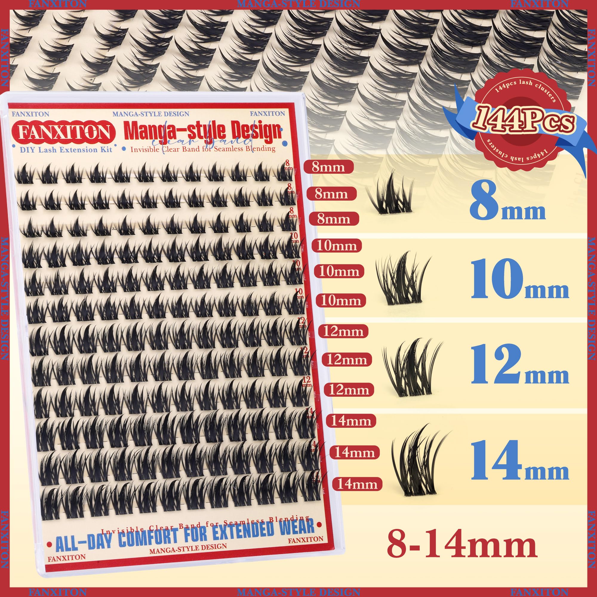 FANXITON Fairy Lash Clusters longues 8-14 mm pour varier les looks.
