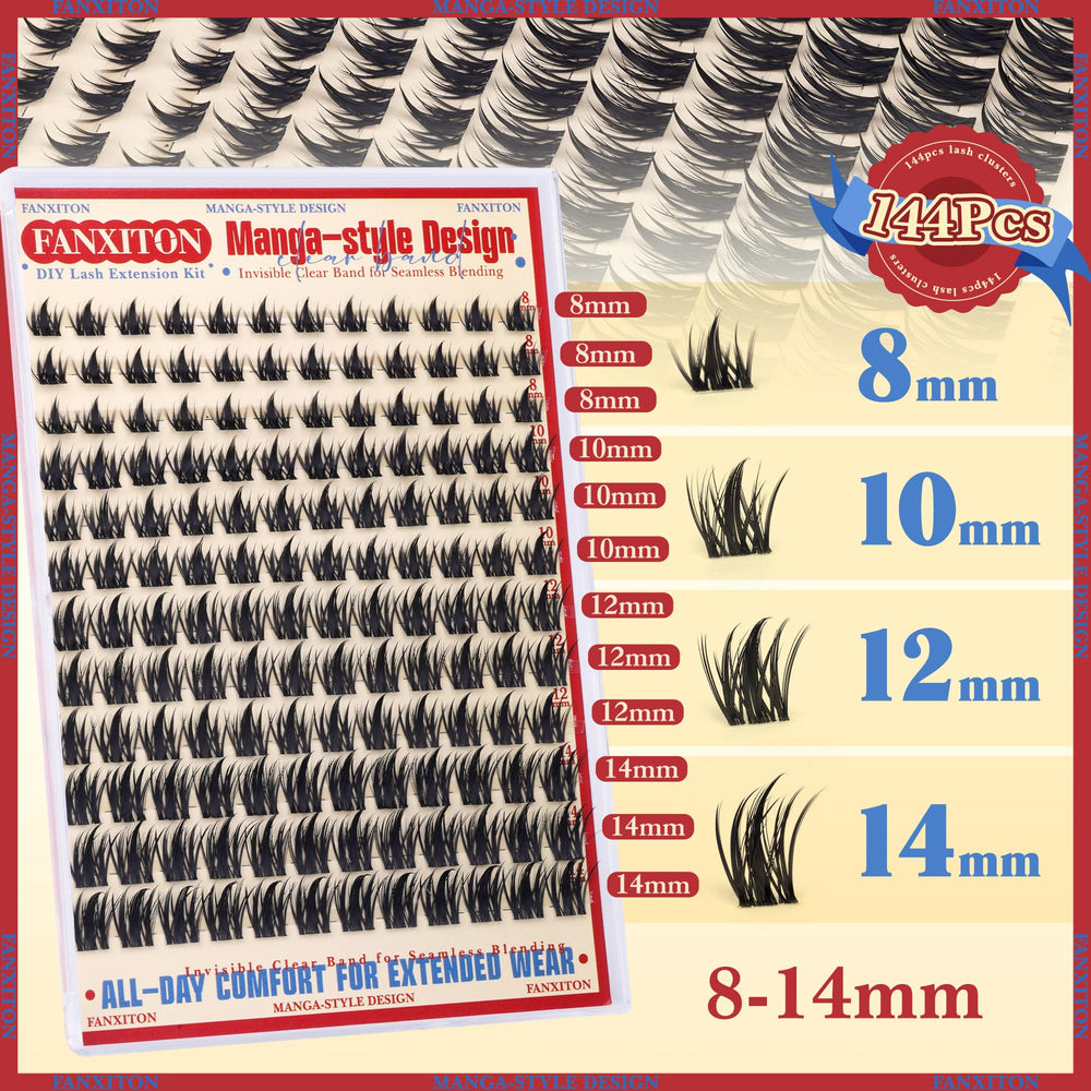 FANXITON Fairy Lash Clusters longues 8-14 mm pour varier les looks.
