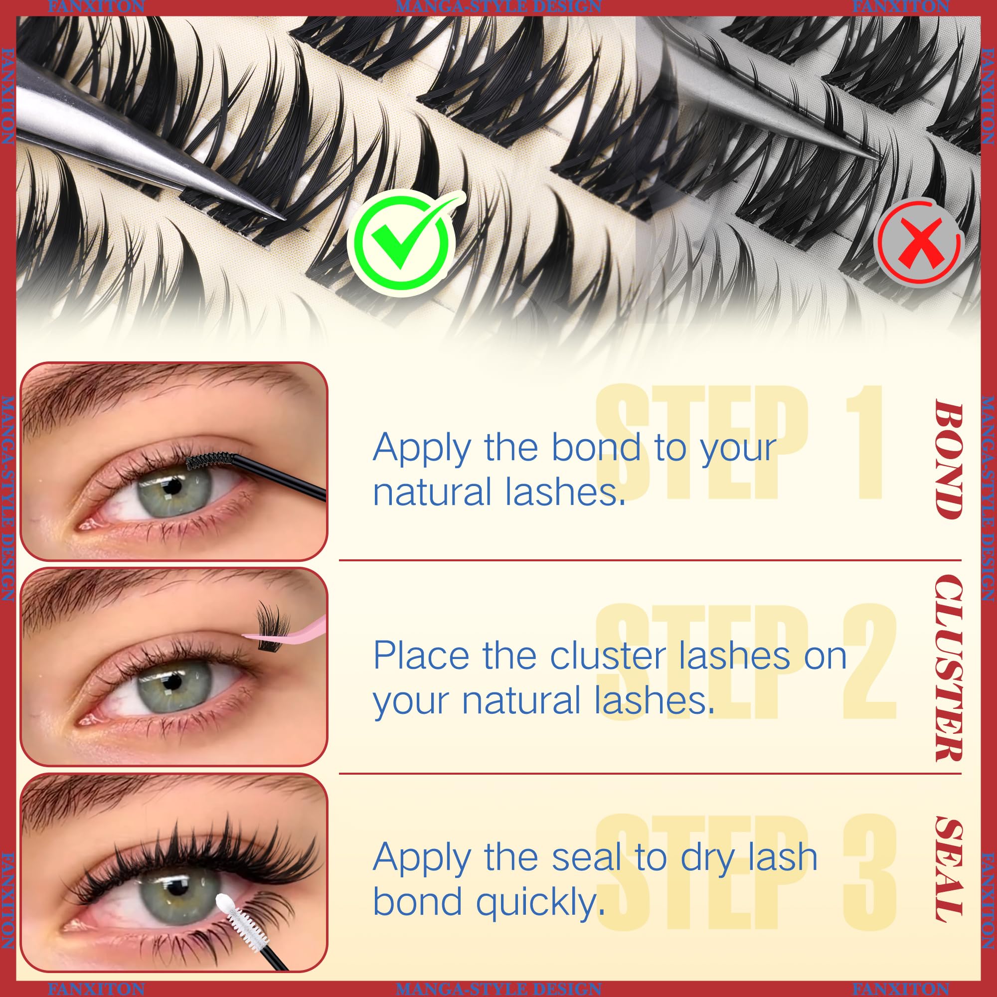 FANXITON Fairy Lash Clusters look œil-de-chat pour un effet dramatique.