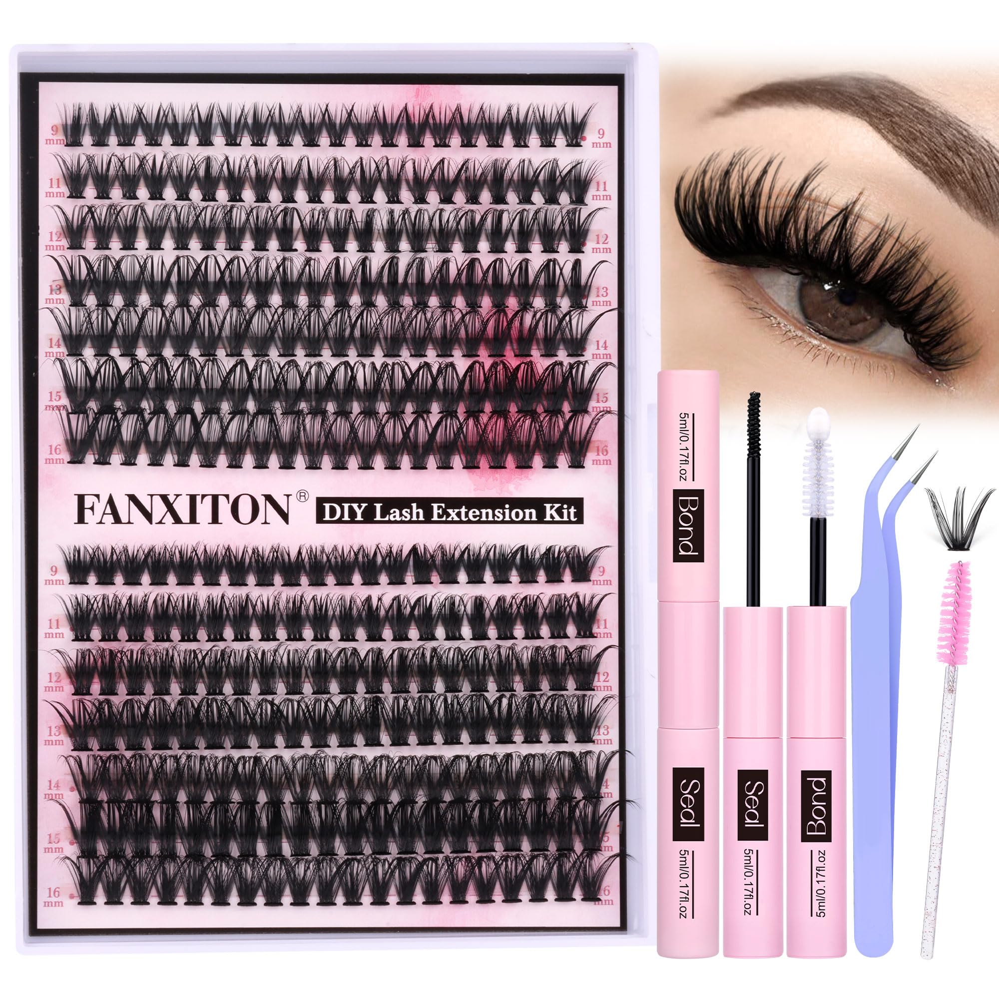 Kit FANXITON d extensions cils, 280 pièces, application rapide et précise