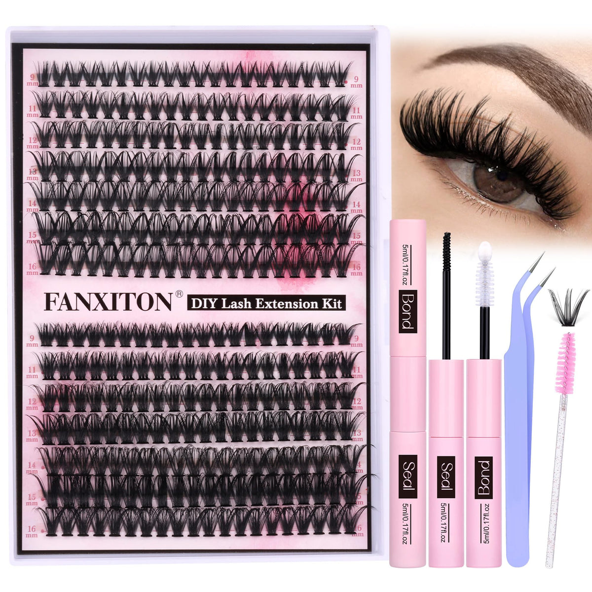 Kit FANXITON d extensions cils, 280 pièces, application rapide et précise