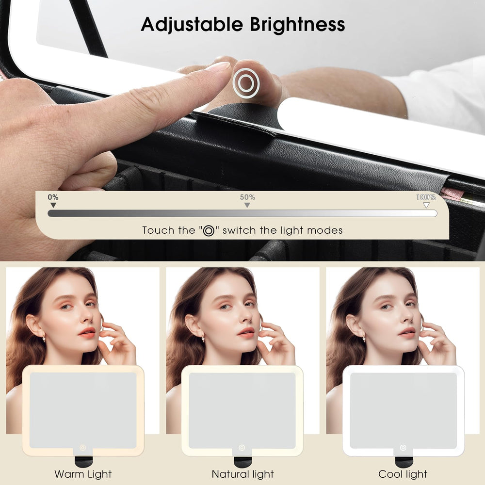 Faquenc miroir LED autonome 2000mAh recharge en déplacement