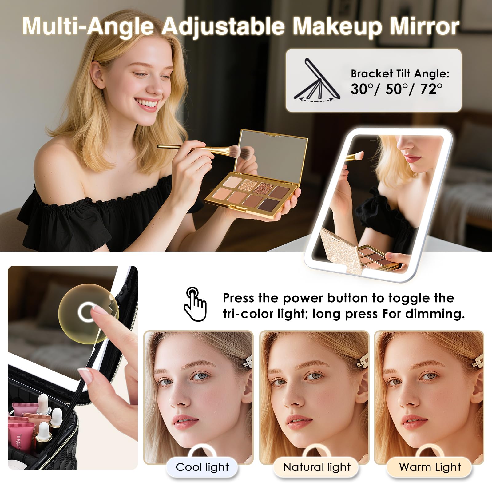 Faquenc etui maquillage noir à carreaux élégant