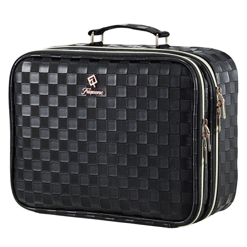 Faquenc sac maquillage avec miroir LED à double couche et rangement optimal