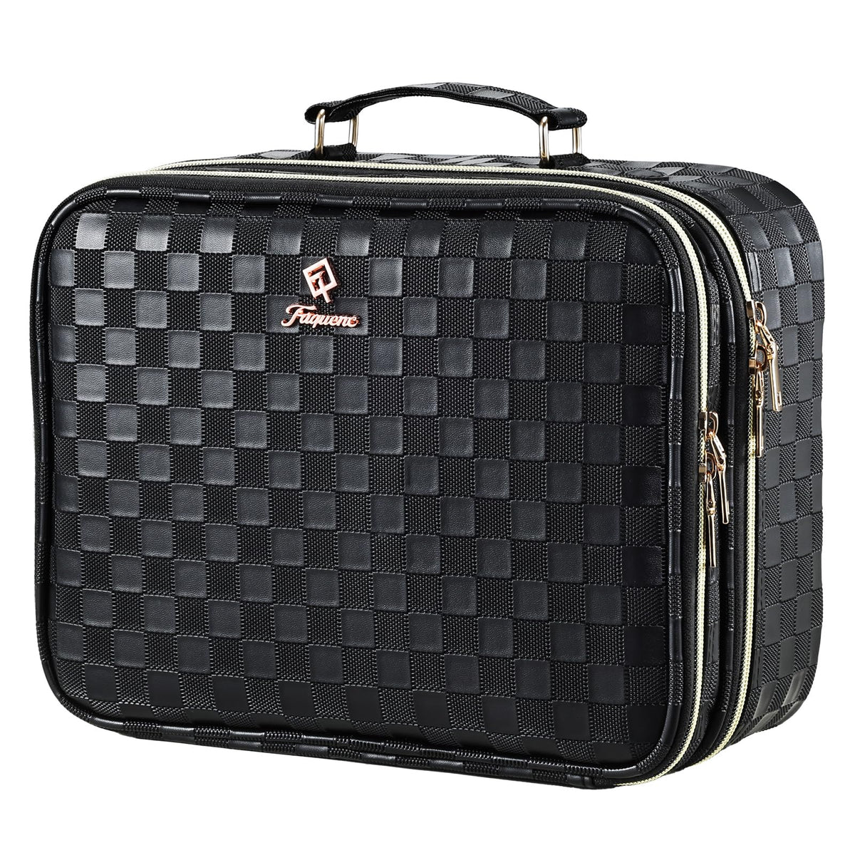 Faquenc sac maquillage avec miroir LED à double couche et rangement optimal