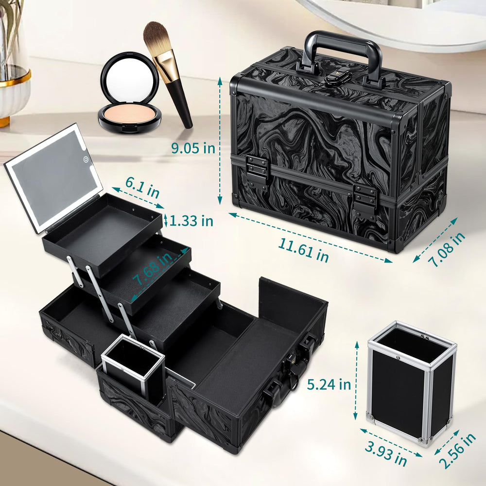 Faquenc Trousse maquillage compacte portable, idéale pour voyages et rangement pratique.