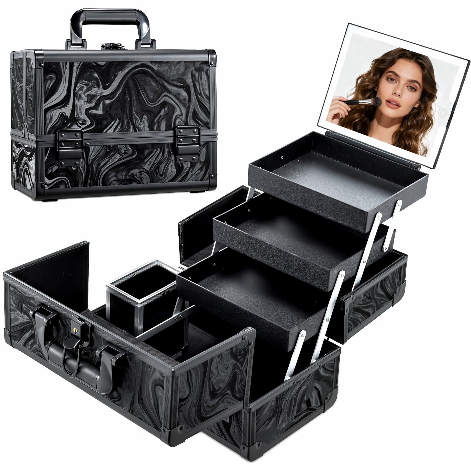 Faquenc Trousse maquillage miroir DEL avant, précision lors de l'application.