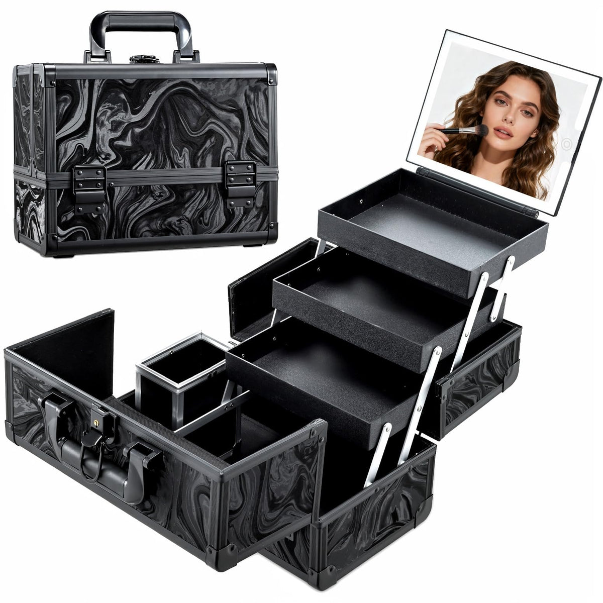 Faquenc Trousse maquillage miroir DEL avant, précision lors de l'application.
