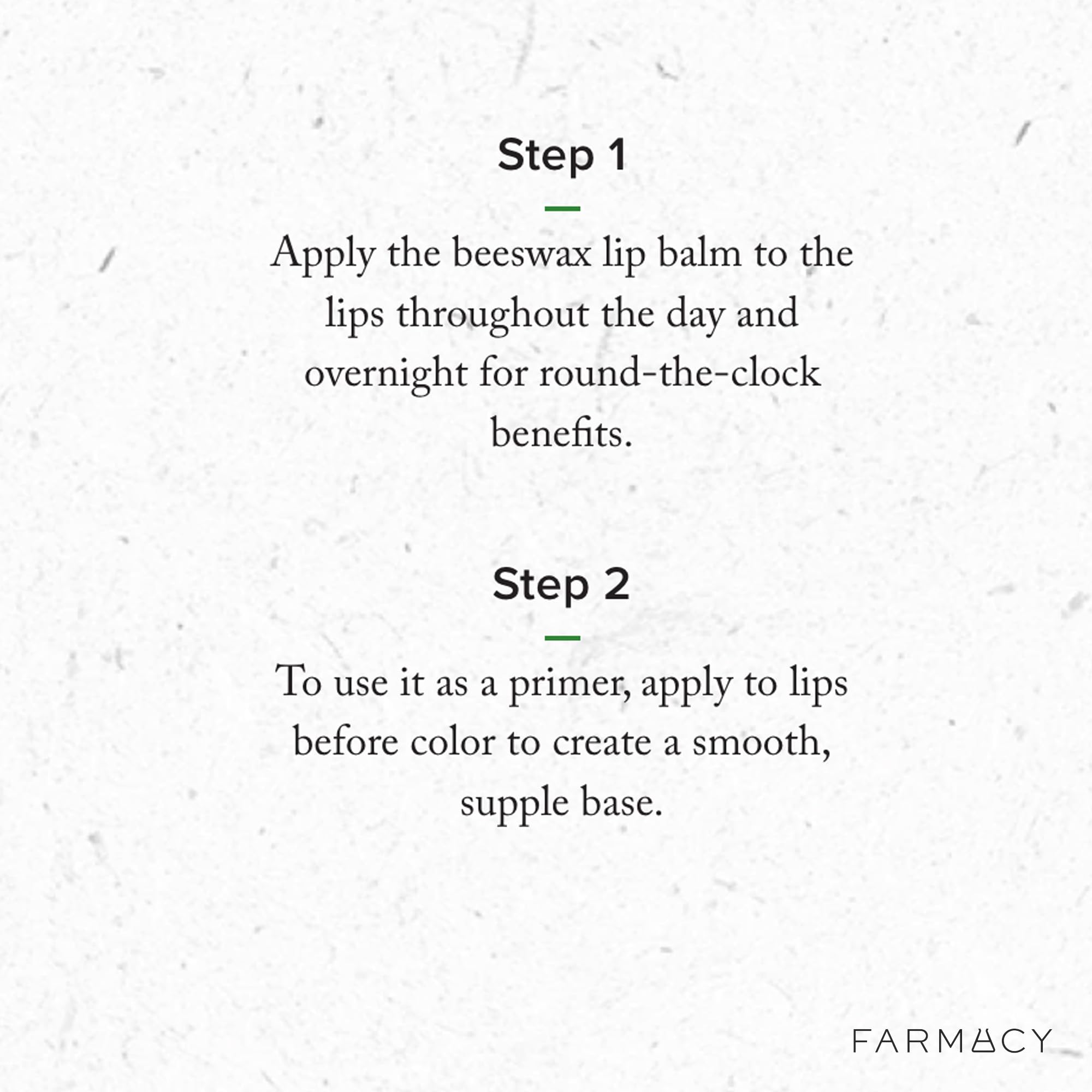 Application facile du baume Farmacy tout au long de la journée.