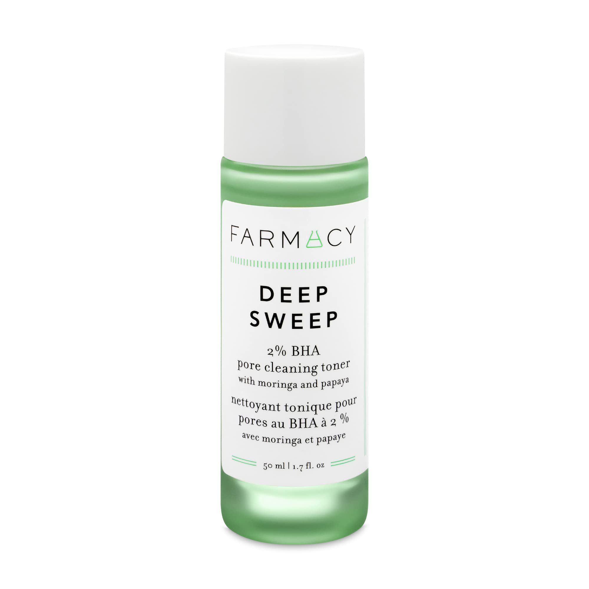 Farmacy Deep Sweep Toner – bouteille prête à l'emploi, exfolie en douceur pour pores nets.