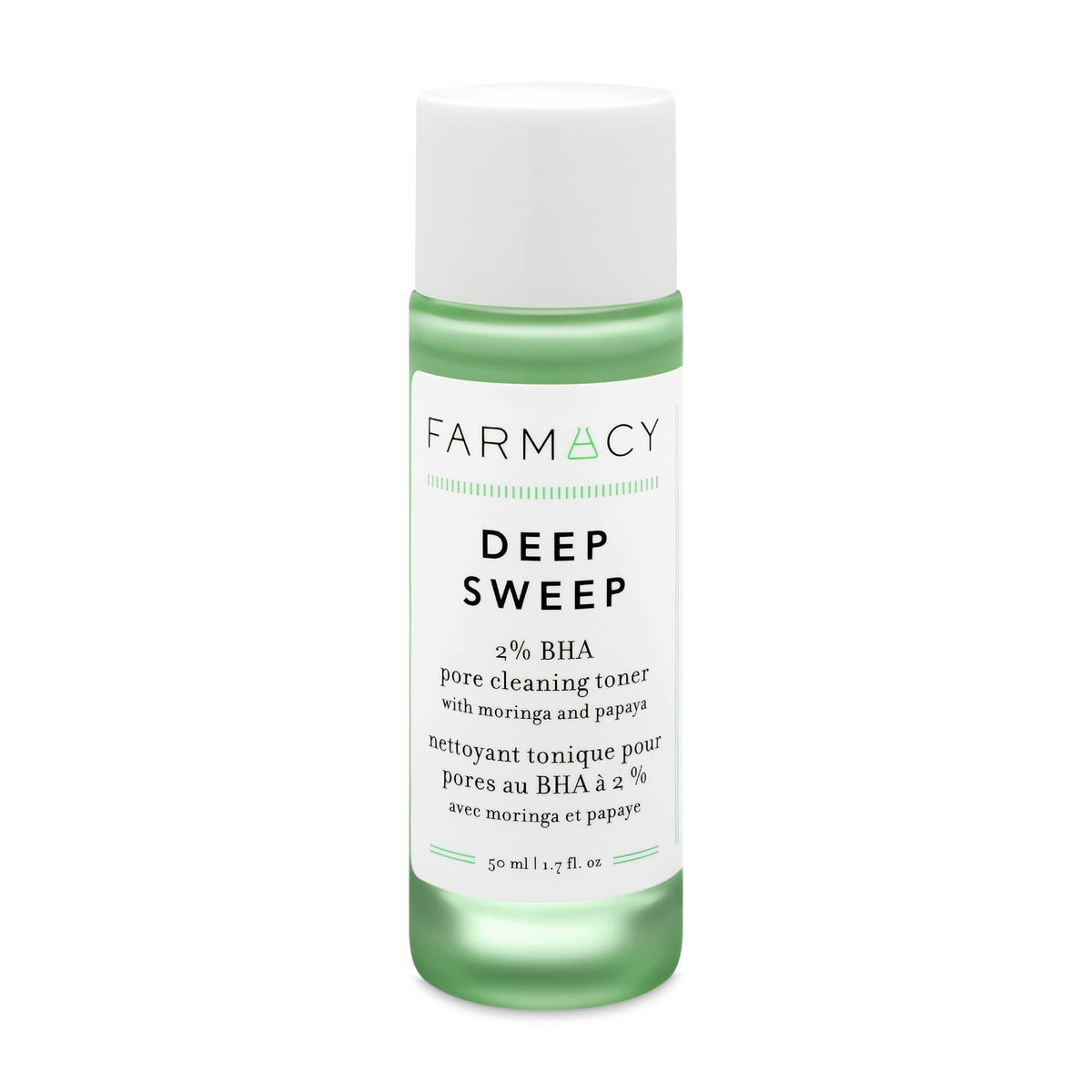 Farmacy Deep Sweep Toner – bouteille prête à l'emploi, exfolie en douceur pour pores nets.