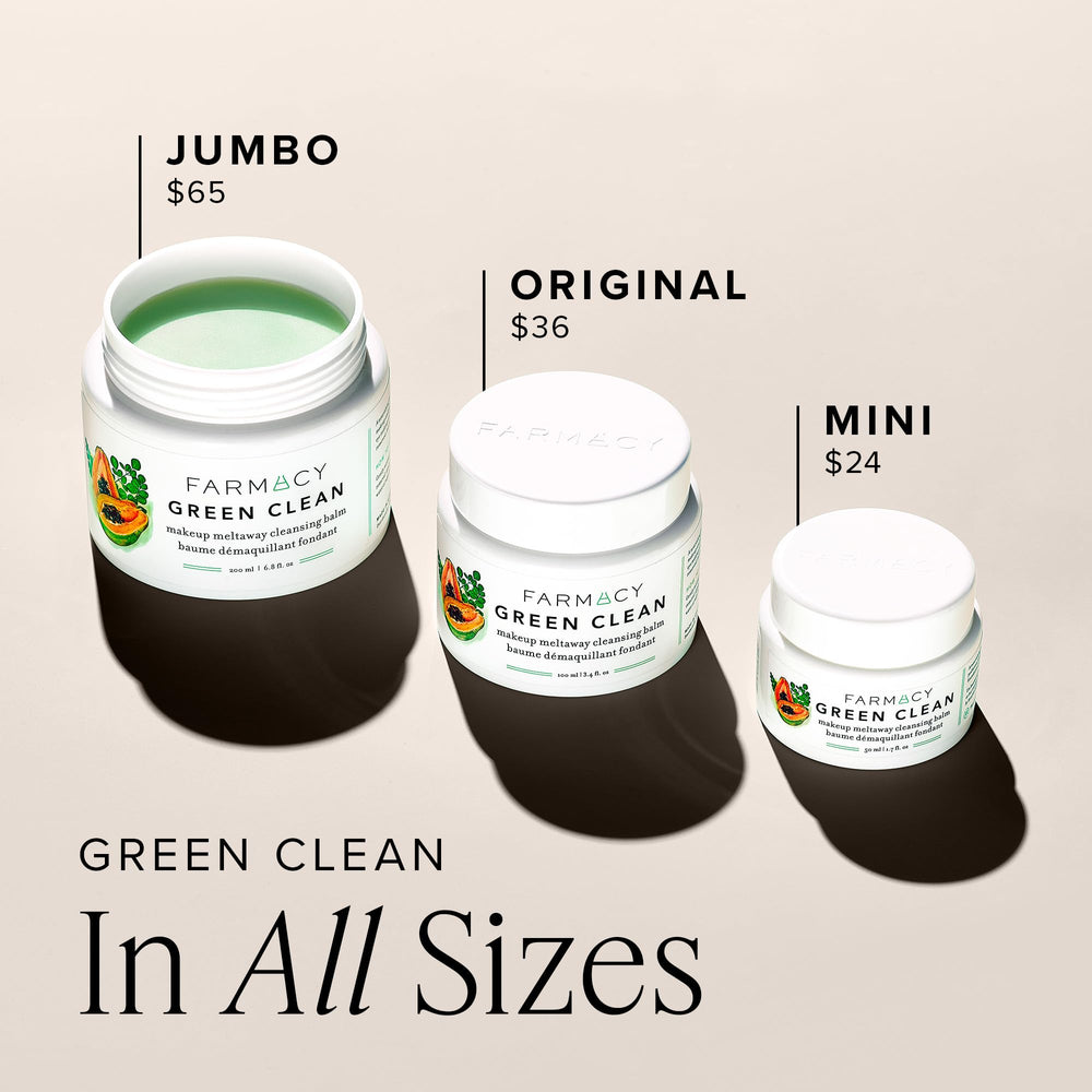 Avant/après nettoyage avec Farmacy Green Clean, peau fraîche et propre