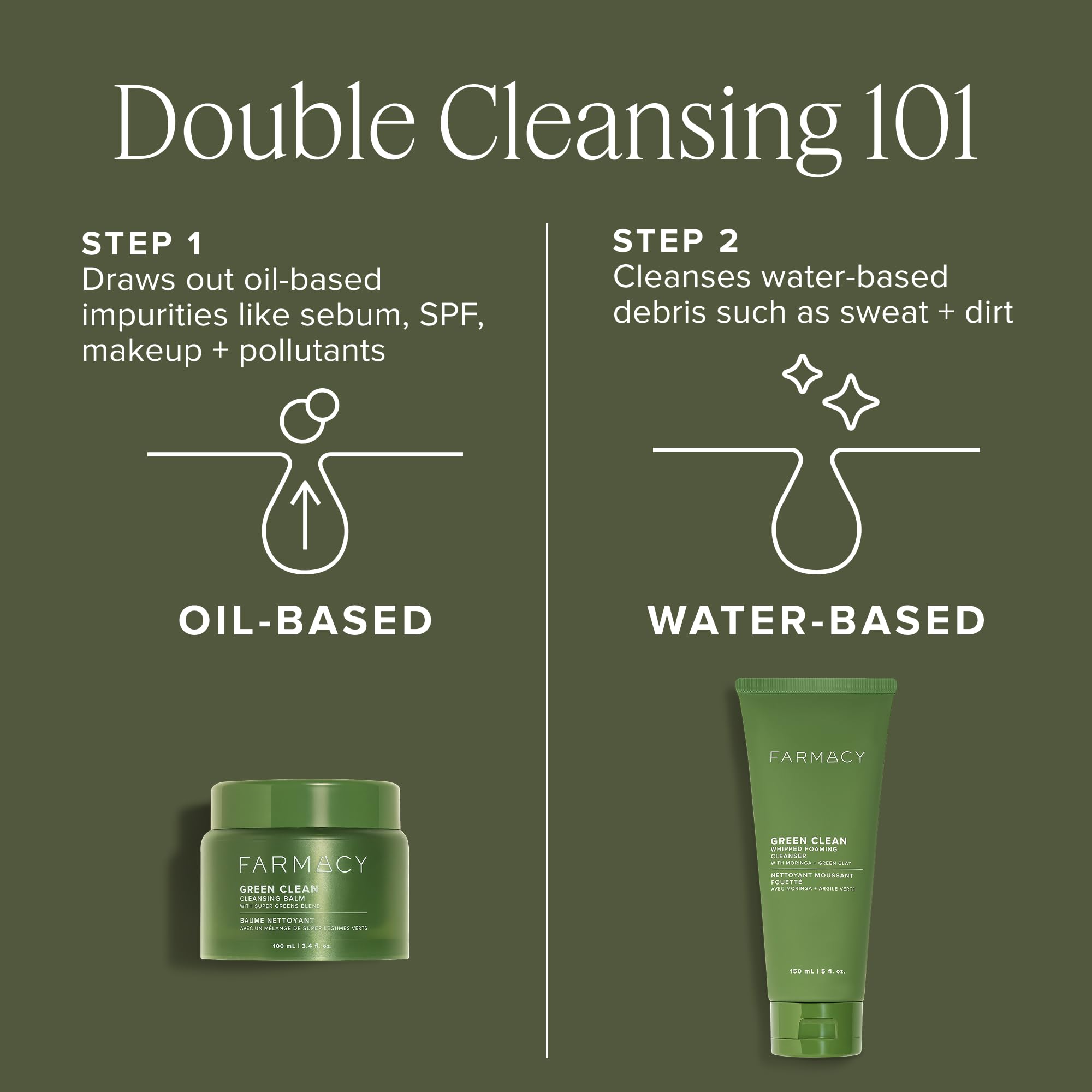 Suggestion de double nettoyage après l’utilisation du balm Farmacy Green Clean