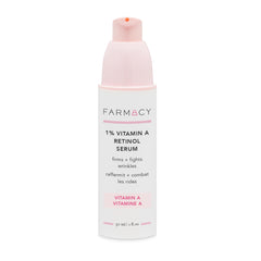 Farmacy Sérum Rétinol visuel bouteille montrant le flacon pour une utilisation nocturne ciblant les ridules.