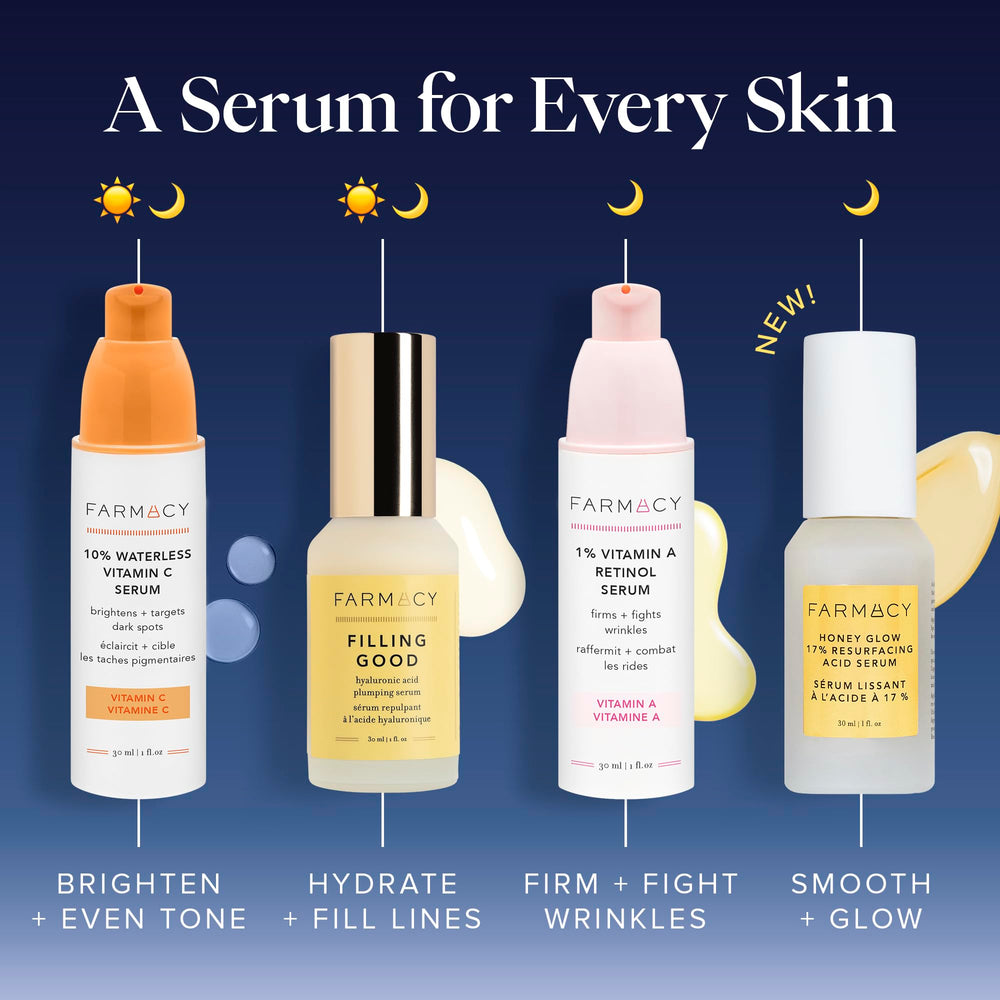 Farmacy Honey Glow : boîte et emballage faciles à ranger sur la coiffeuse.