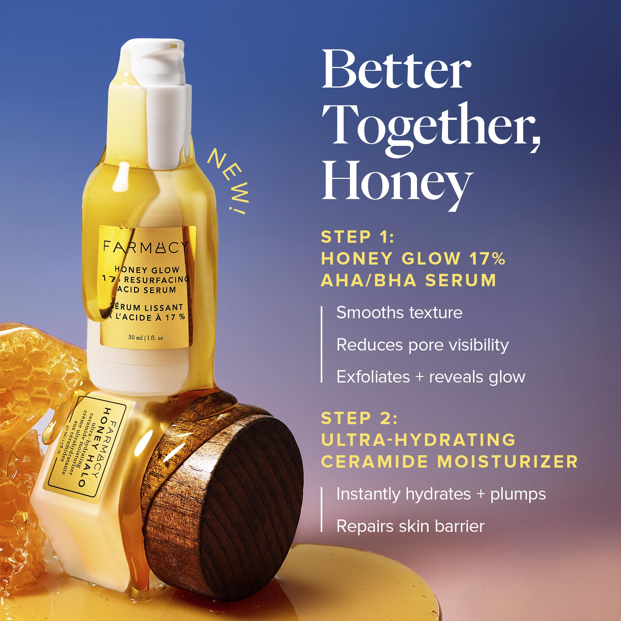 Farmacy Honey Glow : emballage élégant renforce l’impression premium.