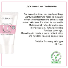 Texture légère avec FARMASi CC Crème, fini discret.