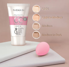 FARMASi CC Light échantillon-teinte montrant un teint uniforme et naturel.