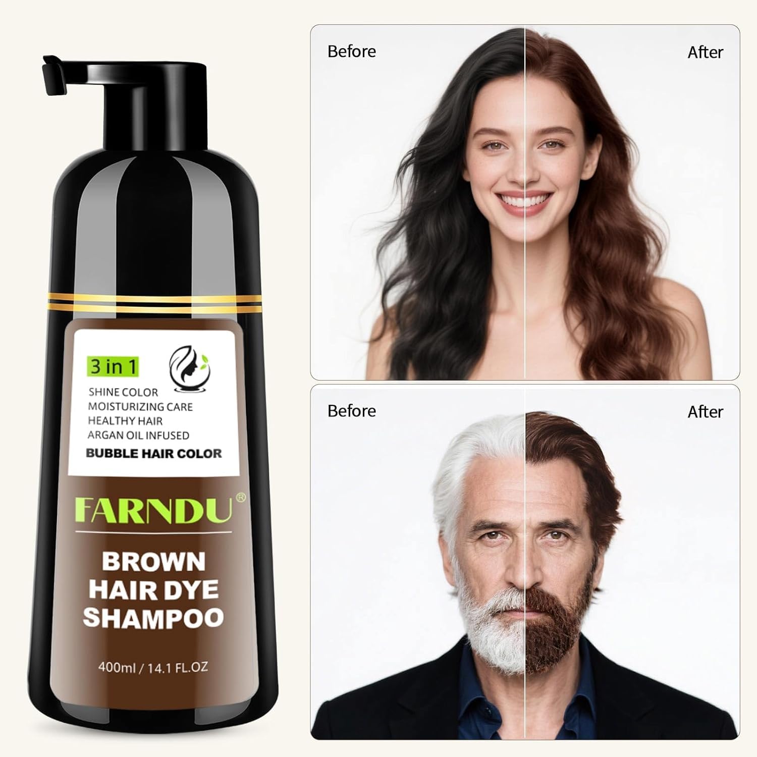 Farndu product image showing easy at-home application like regular shampoo.