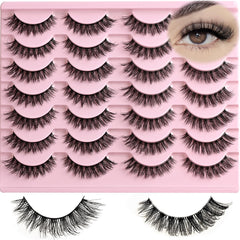 FARRED cils naturels avec bande transparente, 14 paires pour un effet discret