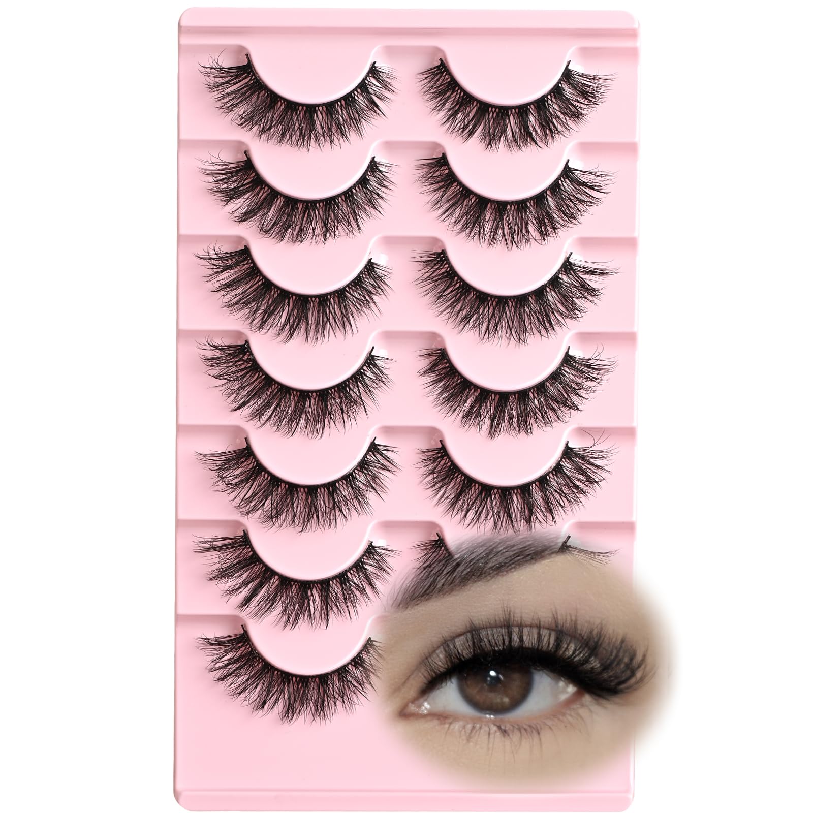 Cils FARRED regard-en-eventail doux, ensemble 7 paires, effet lumineux et naturel.