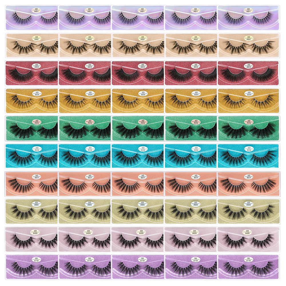 Cils FARRED synthétiques effet fourrure, 10 styles, emballage individuel pour voyage.