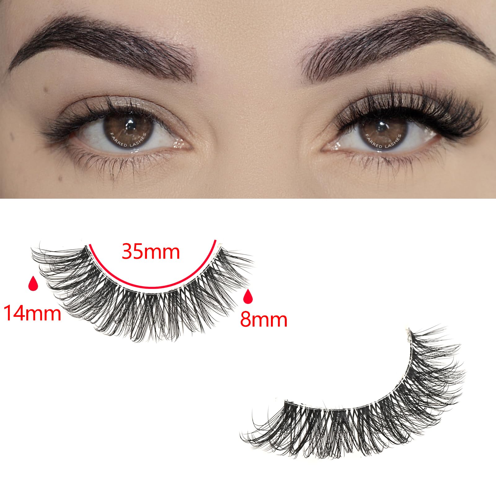 FARRED cils gradués 8-14 mm pour un effet lift discret et allure raffinée