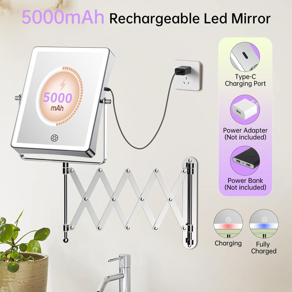 Miroir fascinate double face 1x et 30x avec lumière pour retouches fines
