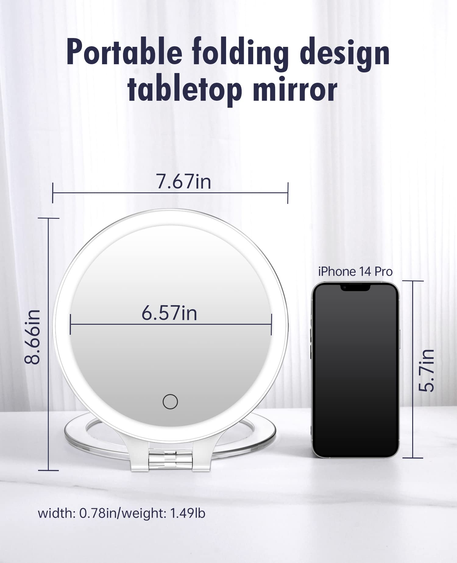 Miroir Fascinate double-face avec LED pour éclairage homogène
