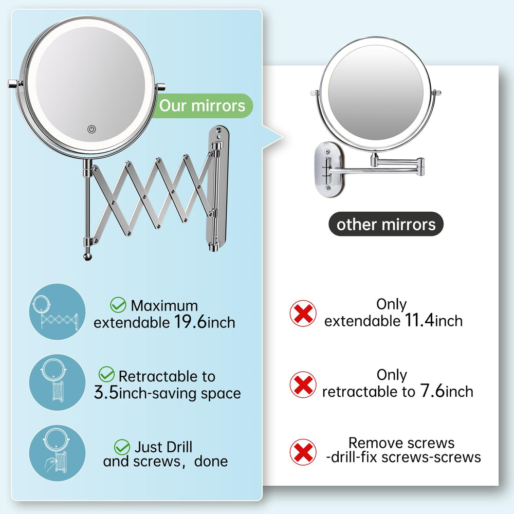 Miroir fascinate avec eclairage a 3 couleurs pour differentes ambiences