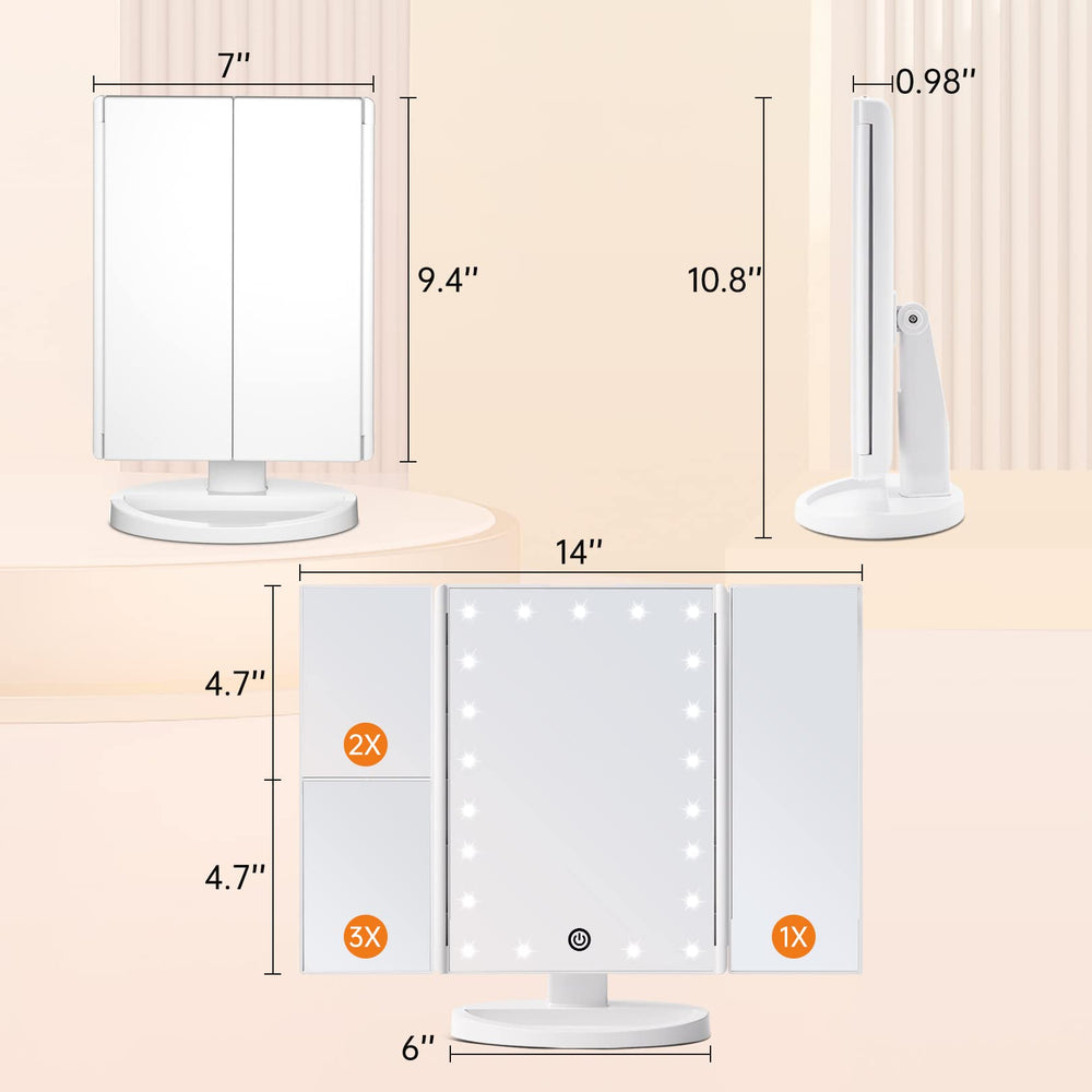 FASCINATE Miroir pliant base détachable, portable en voyage