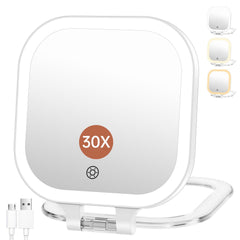 Miroir Fascinate avec lumière LED, parfait pour un maquillage précis en voyage.