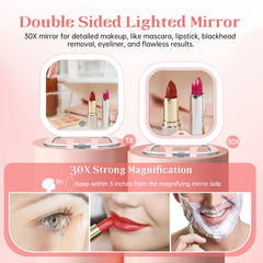 Miroir Fascinate voyage rose format compact et pliable pour sac à main.