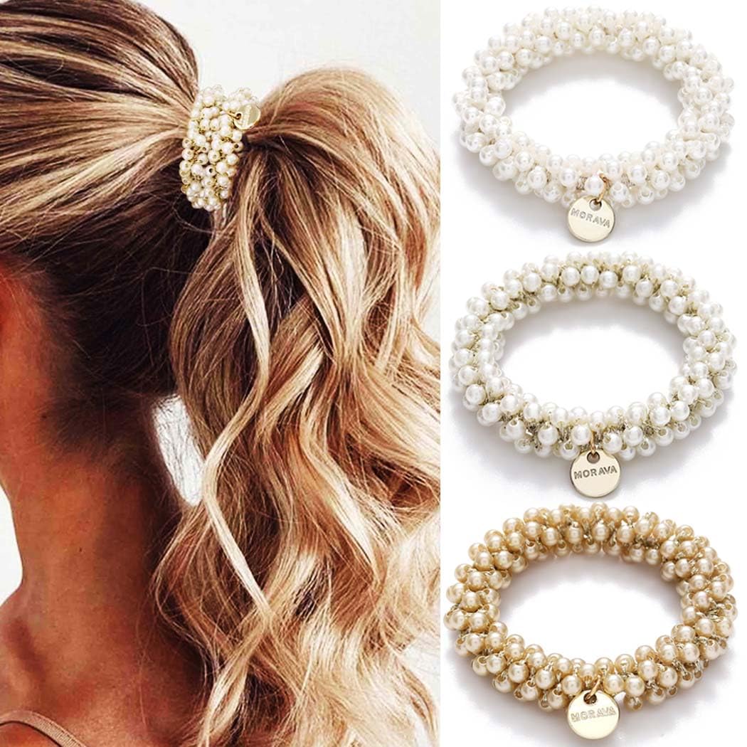 Fashey chouchou à perles fantaisie – ensemble chic pour coiffure élégante.