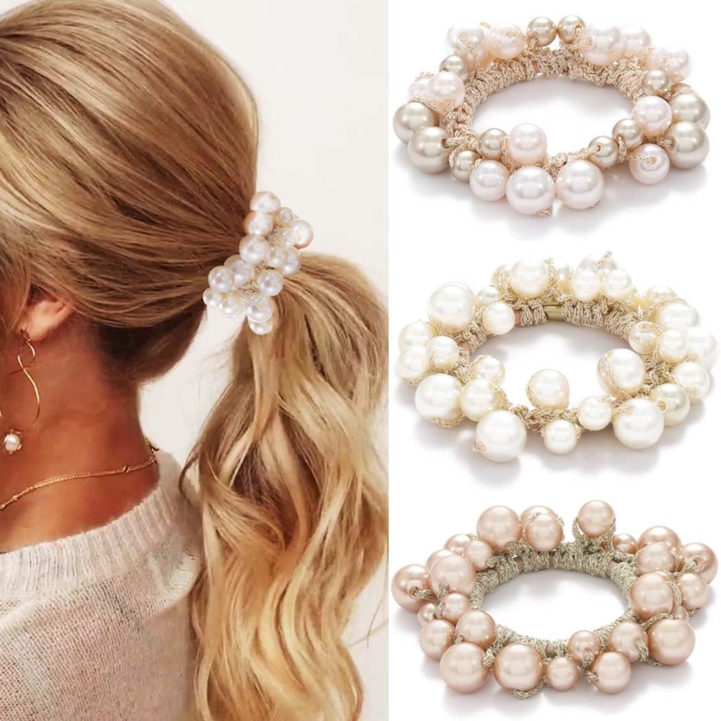 Fashey élastique à cheveux perles, détail perle, maintien doux et élégant.