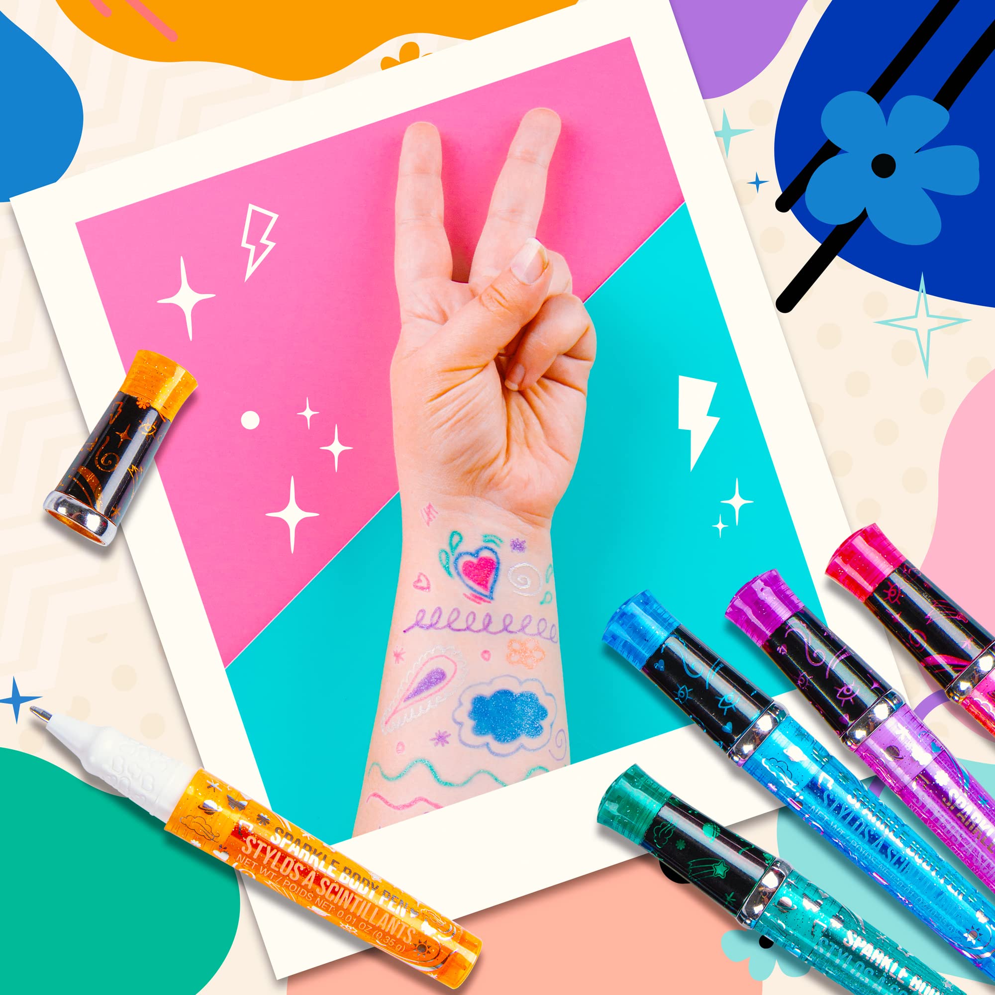 Fashion Angels Sparkle Tats stylo tatouage rose pour expressions artistiques sur la peau