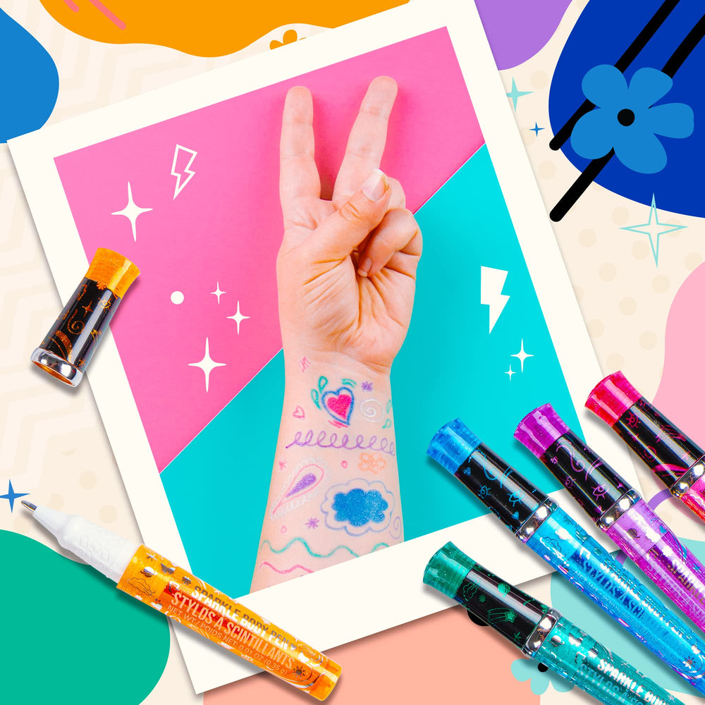 Fashion Angels Sparkle Tats stylo tatouage rose pour expressions artistiques sur la peau
