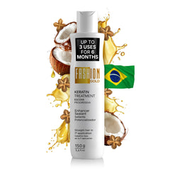 Fashion Gold Keratine: emballage du traitement capillaire sans formol.