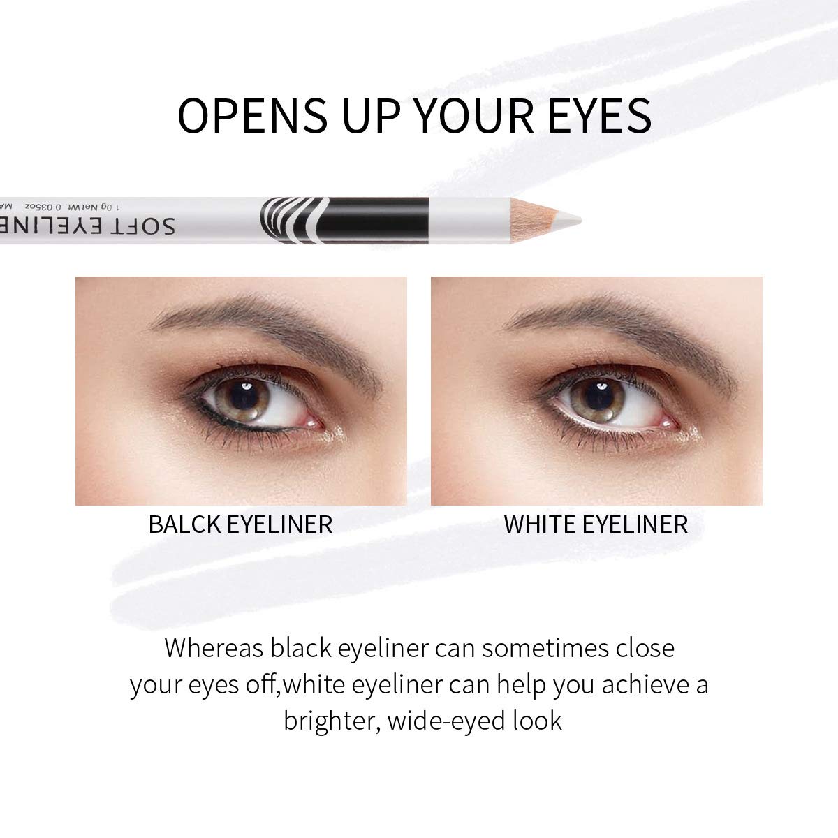 Fashionwu crayon yeux blanc – affûtage facile pour pointe précise.